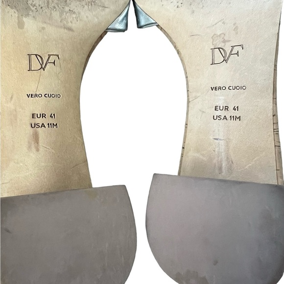 Diane Von Furstenberg FLORENCE METALLIC NAPPA LEATHER SANDALS IN SILVER Size 11 - Picture 9 of 12